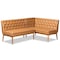 Baxton Studio Riordan Mid-Century Tan Faux Leather and Walnut Brown Finished Wood 2-PC Dining Nook Banquette Set 186-11361-Zoro - alternate 1
